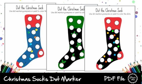 Christmas Socks Dot Marker Grafica Schede e Materiali Didattici Di ClazicArts