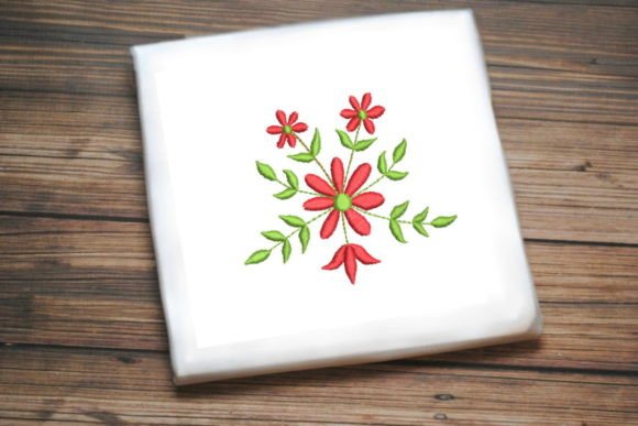 Red & Green Flower Ring Single Flowers & Plants Embroidery Design By Designs By Sirine