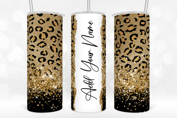 20Oz Leopard Gold Glitter Tumbler Wrap Gráfico Manualidades Por TINTIN Design