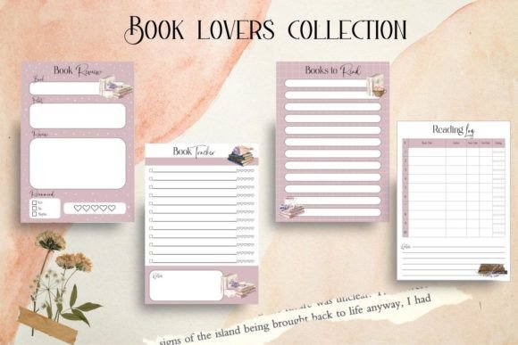 Reading Trackers, Book Planners Graphic Print Templates By Aneta Design 