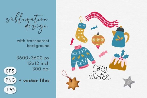 Winter Illustration. Sublimation Design Gráfico Ilustraciones Imprimibles Por rinaletters