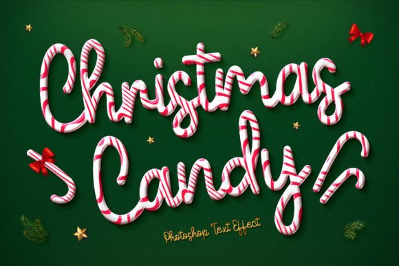 Christmas Candy Text Effect Gráfico Estilos de capas Por Sko4