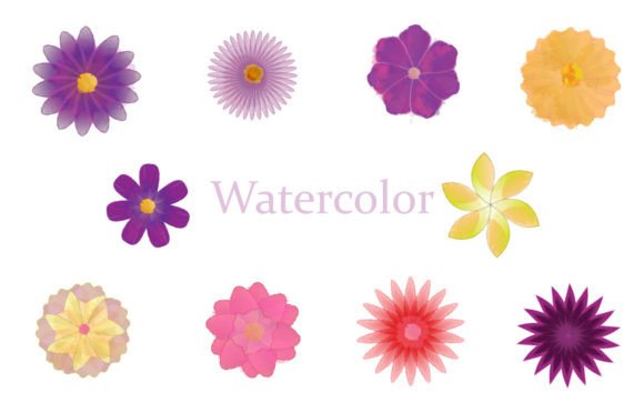 Watercolor Floral Elements Collection Graphic Illustrations By mehide021