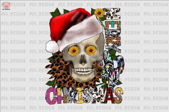 Merry Christmas Noel Skull PNG Illustration Artisanat Par PIG.Digital