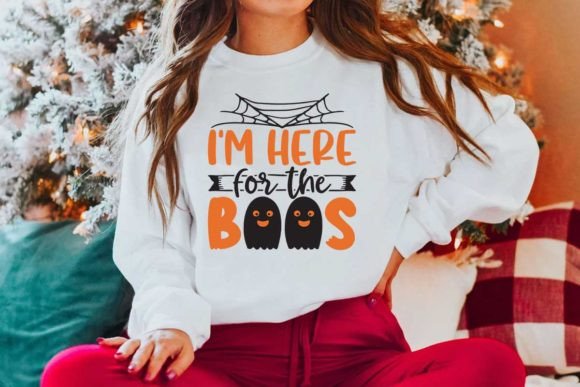 Halloween Quote Design, I'm Here for the Boos Graphic T-shirt Designs By CraftStudio