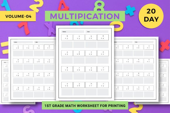Multiplication Math Worksheets for KIDS Gráfico Primer curso Por mirazooze