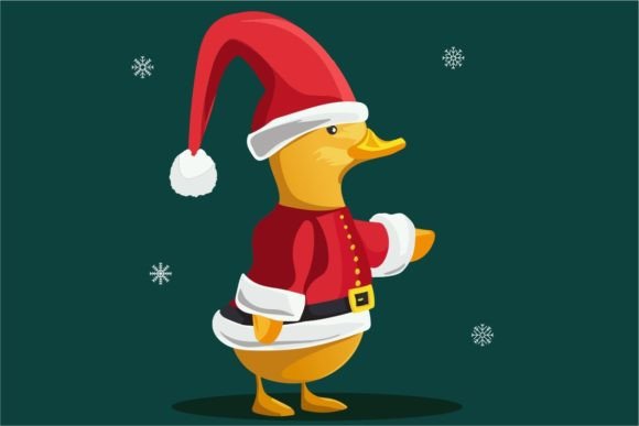 Cute Duck Wearing a Tacky Christmas Graphic Illustrations By xhafergashi