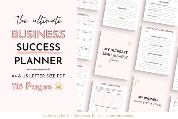 Printable Small Business Planner Graphic Print Templates By catecreates1