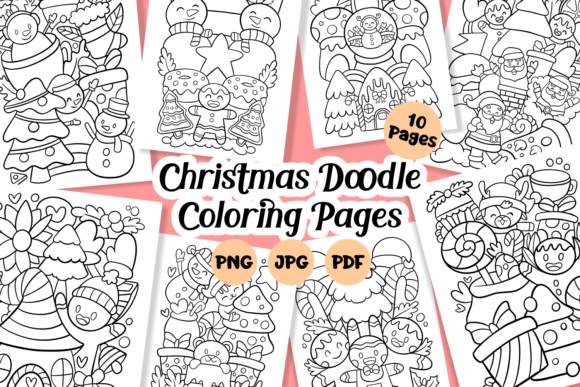 Christmas Doodle Coloring Graphic Coloring Pages & Books By Dreamink (7ntypes)