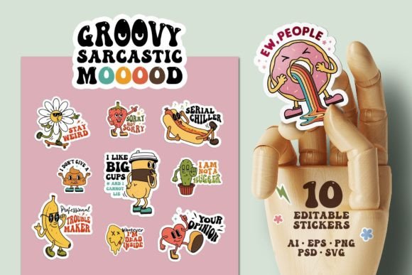 Groovy Sarcastic Mood Graphic Illustrations By Cosmic Store