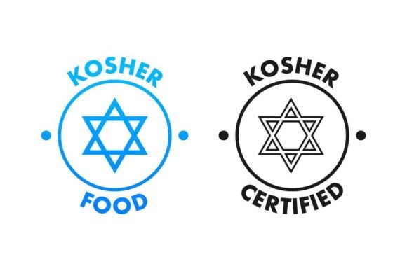 Kosher Food Product Sign Label, Sticker. Graphic Illustrations By DG-Studio