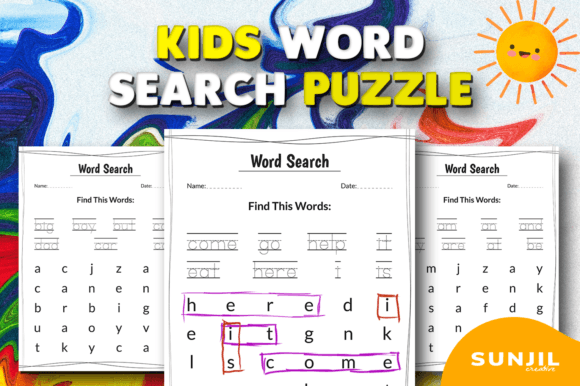 Sight Words Puzzle Workbook for Kids Graphic K By sunjilcreative