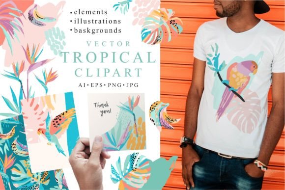 Vector Tropical Clipart Grafik Druckbare Illustrationen Von Nadia Grapes