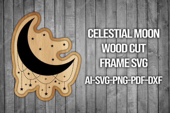Celestial Moon Wood Cut Frame SVG Grafik 3D SVG Von Rextore