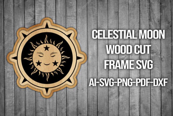 Celestial Moon Wood Cut Frame SVG Graphic 3D SVG By Rextore