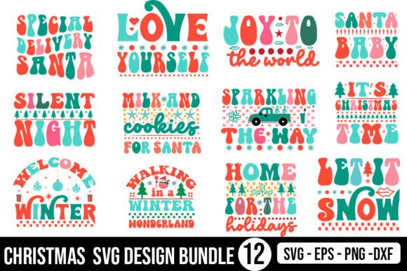 Retro Christmas SVG Design Bundle Graphic T-shirt Designs By Robi Graphics