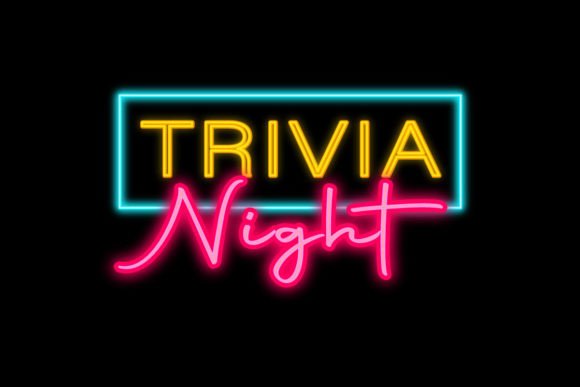 Trivia Night Lettering Neon Sign Font Grafik Druckbare Illustrationen Von TrueVector