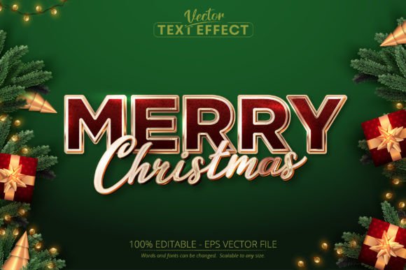 Merry Christmas Text Effect, Editable Gráfico Layer Styles Por Mustafa Beksen