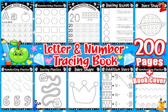 Letter and Number Tracing Workbook Gráfico Infantil Por Omnia Hiba Designer