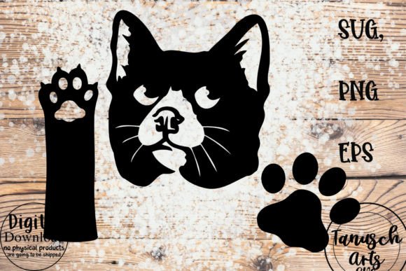 Tuxedo Cat Head Paw Foot Print SVG Bundl Graphic Illustrations By TanuschArts
