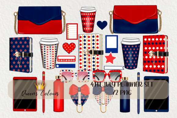 4th July Planner Set, Goodnotes Stickers Graphic Graphic Templates By Queen´s Colours