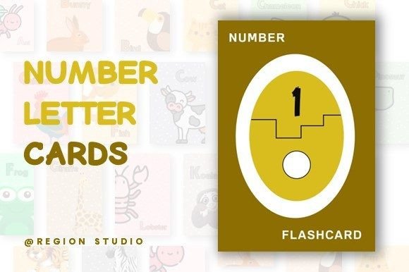 Flash Card - Number Alphabet for Kids Illustration Feuilles de Travail et Matériel d'Enseignement Par Region Studio
