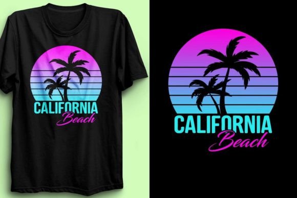 Retro Neon California T-Shirt Design 3 Illustration Designs de T-shirts Par fatimaakhter01936