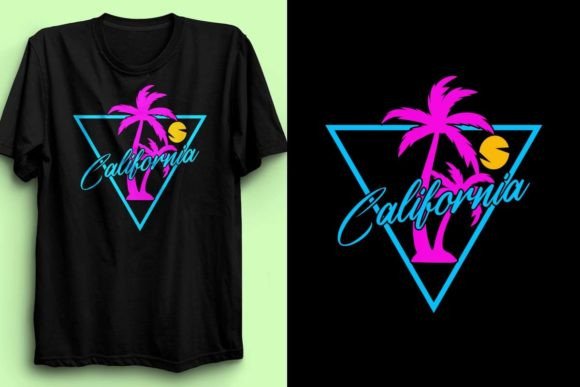 Retro Neon California T-Shirt Design 4 Graphic T-shirt Designs By fatimaakhter01936