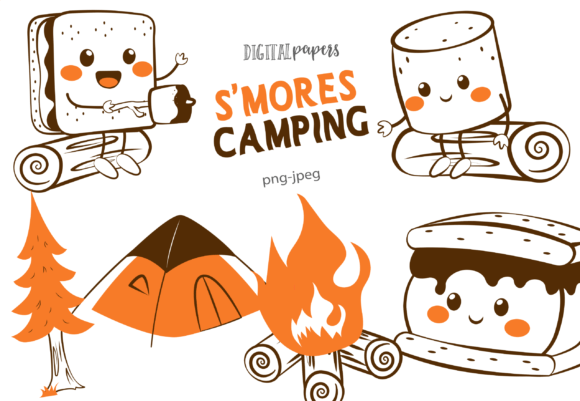 S'mores Camping Graphic Illustrations By DIPA Graphics