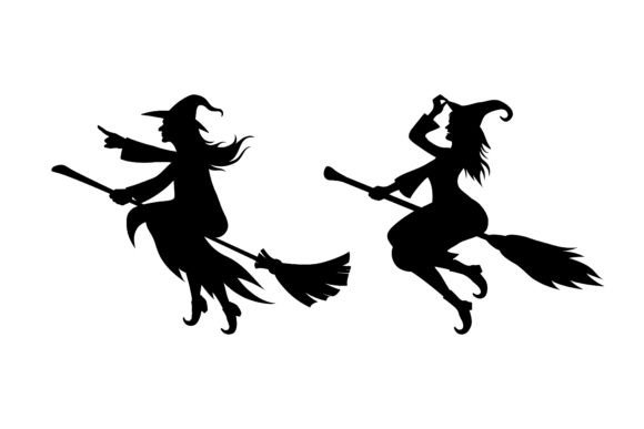 Witches Riding Broom Craft Design Illustration Modèles Graphiques Par Turan Chowdhury