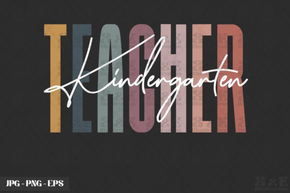Cute Kindergarten Teacher Rainbow Text Graphic T-shirt Designs By a&e Illustration