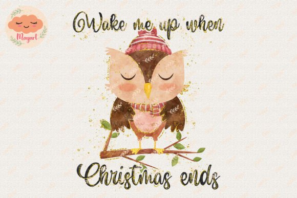 Wake Me Up when Christmas End Lazy Owl Afbeelding Crafts Door Mayart