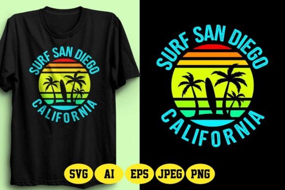 Surf San Diego California T-Shirt Design Graphic T-shirt Designs By fatimaakhter01936