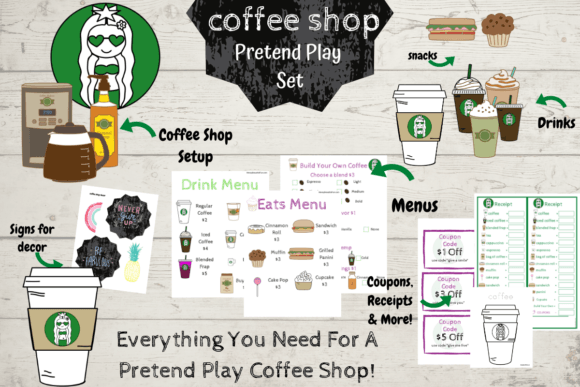 Coffee Shop Dramatic Play Center Graphic K By MessyBeautifulFun