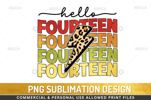 Hello Fourteen Sublimation Design Illustration Artisanat Par Regulrcrative