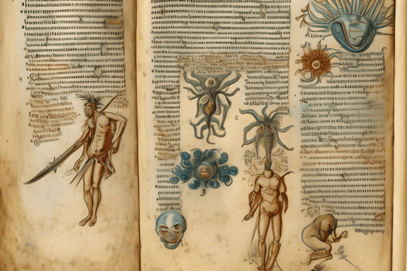 Antiquelooking Biblical Era Codex Pages with Colorful Alien Resonance Effects Illustrations and Labels Like the Voynich Manuscript Community Content By gerald edwards