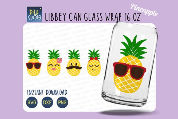 Cute Pineapple Summer Can Glass 16oz Svg Grafik Druckbare Illustrationen Von Pila Studio