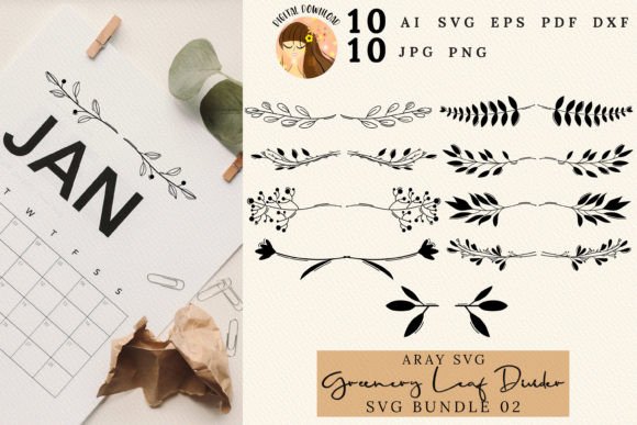 Greenery Leaf Divider Svg Bundle 02 PDF Graphic Crafts By AraySVG