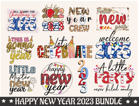 Happy New Year Bundle Design Illustration Artisanat Par AR Brand