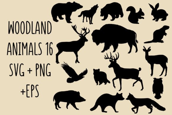 Woodland Animals SVG Silhouette Graphic Illustrations By svgxoxo