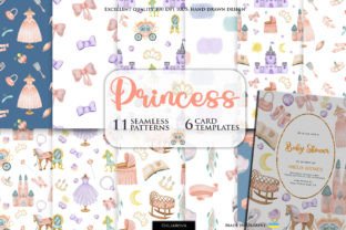 Princess Baby Shower Cards and Patterns Graphic Patterns By HappyWatercolorShop 1