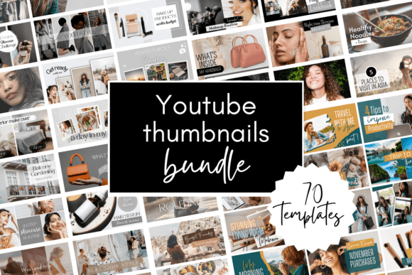 Youtube Thumbnails Bundle Kit Grafika Szablony do Druku Przez designogenie