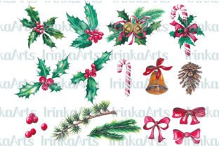 Classic Christmas Watercolor Clipart,png Afbeelding Afdrukbare Illustraties Door irinadim2020 2