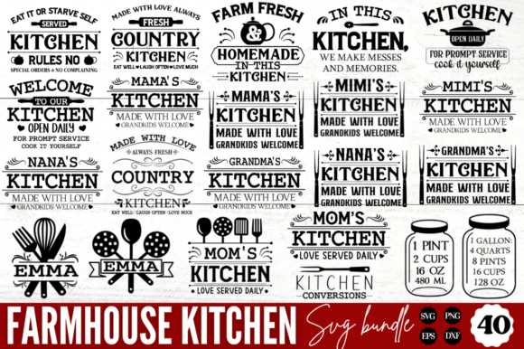 Farmhouse Kitchen Svg Bundle Gráfico Manualidades Por Design's Dark