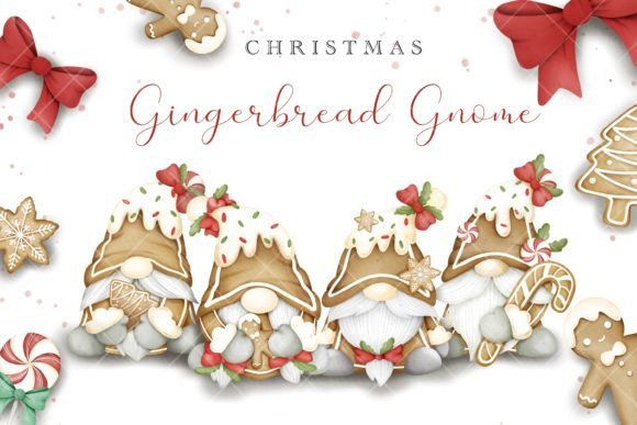 Gingerbread Gnome Watercolor Graphic Illustrations By mickiiz_digital_art