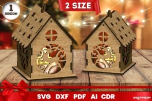 Laser Cut Christmas House SVG Afbeelding 3D Kerstmis Door SvgOcean 2