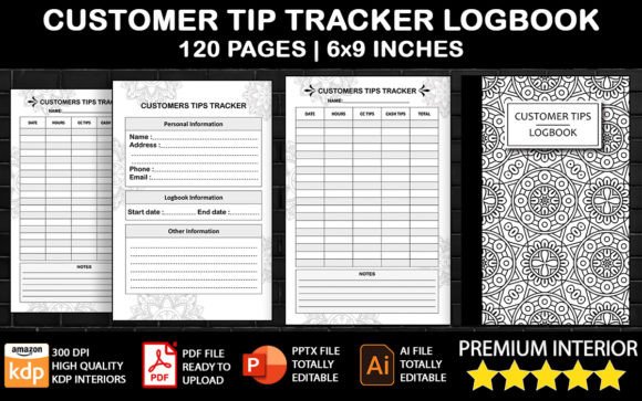 Customer Tip Tracker and Logbook Graphic KDP Interiors By LittleGael