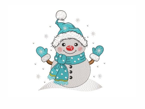 Cute Little Snowman Winter Borduurwerkdesigns Door NinoEmbroidery