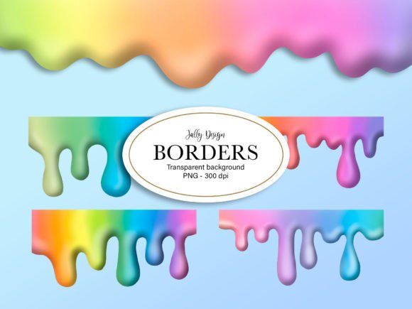 Rainbow Ice Cream Dripping Borders Graphic Textures By jallydesign