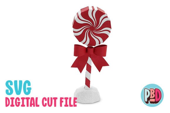 Peppermint Swirl Lolli 3D Papercraft Graphic 3D Christmas By paperbeatsdynamite